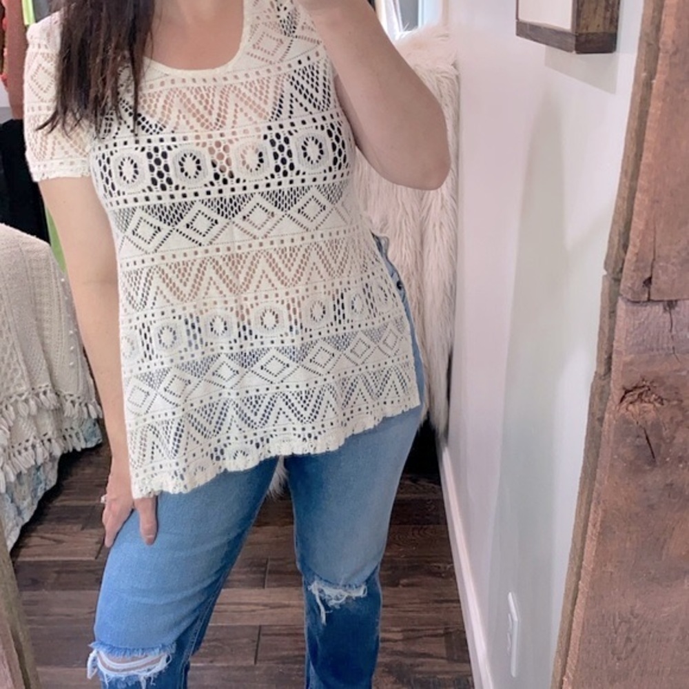Vintage Havana ivory color boho top size small